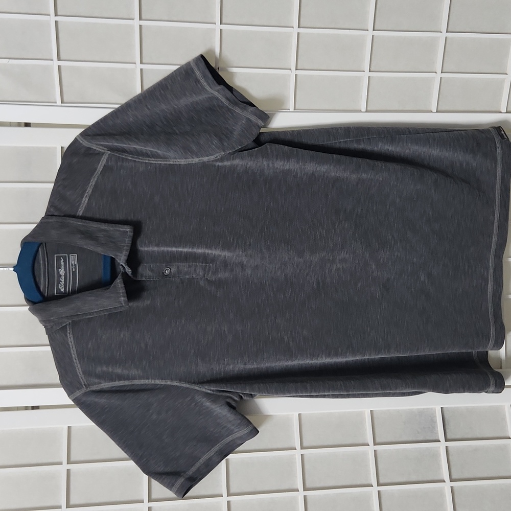 Eddie Bauer Mens Active Grey Collar T-Shirt Size Large